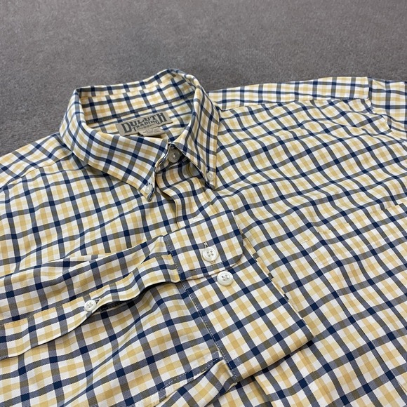 Duluth Trading Co Shirt Mens Size XLT Blue Yellow Plaid Button Front Long Sleeve - Picture 1 of 9